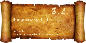 Benyovszky Lili névjegykártya